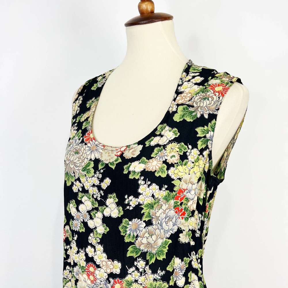 Vintage 90s French Connection maxi dress Chrysanthemum boho dark floral Size 8 - Picture 3 of 9